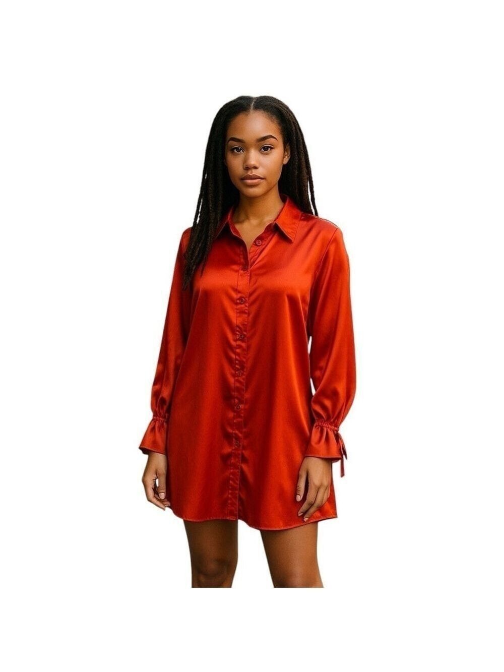 Satin Button Down Shirt Dress Women’s Size Medium Sammy B for Target Long Sleeve